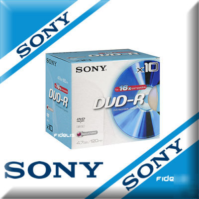 10 sony dvd-r 4.7GB 16X jewel case blank discs dvd -r