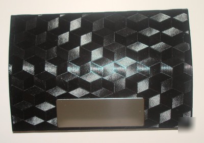 Black business card holder with engraving tag