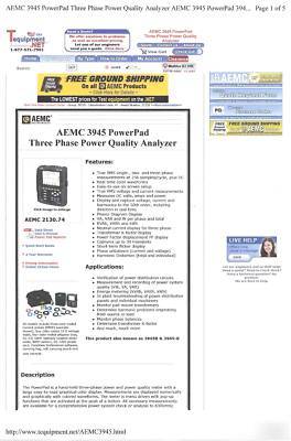 Aemc 3945 powerpad 3 phase quality analyzer w/accessori