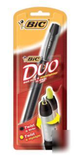 Bic BHP11BK duo highlighter and pen, 6X1 pk