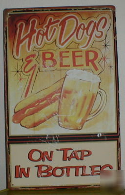 Hot dogs & beer tin sign