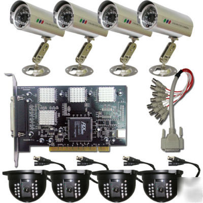 Cctv pc based dvr security 8 ir cameras system net view