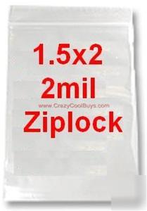 1000 1.5X2 2MIL clear ziplock bags 1,000 baggies 1.5 2