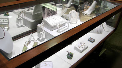 3 jewelry display showcases - glass and wood veneer