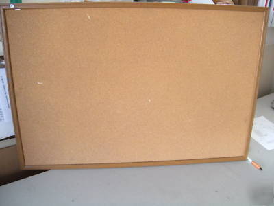 Cork bulletin board 3'X2' oak framed w/warranty - other