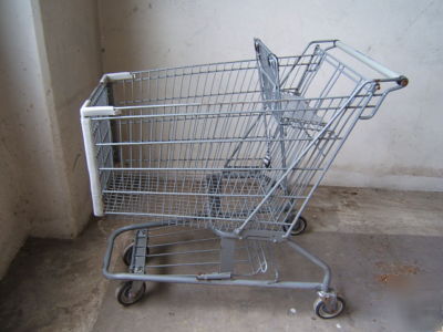 Shopping carts gray metal basket midsize enamel lot 16 