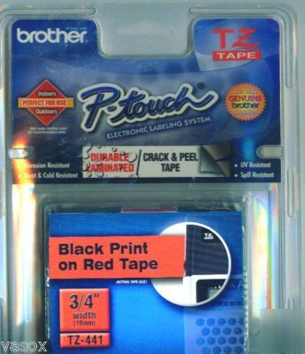 New brother TZ441 black on red p-touch tape tz-441 