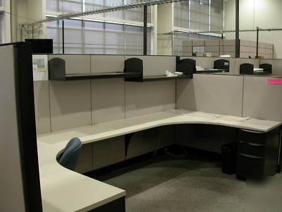 Haworth premise cubicles, full height with step downs