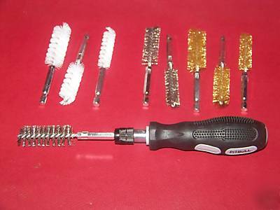 10 pc round wire brush quick change driver-handle tools