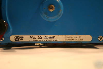 Nps #52 tay-per manual gummed tape sealing machine