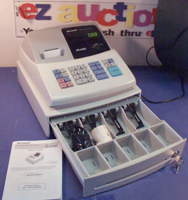 Sharp xe-A102 electronic cash register inst key & paper