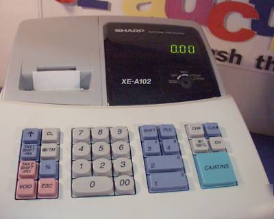 Sharp xe-A102 electronic cash register inst key & paper
