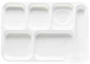 Get white polypropylene right hand 6 comp tray |1 dz|