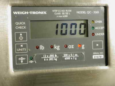 Weigh-tronix qc-3265, 12 lb x .005 lb, 6X.002 kg, lcd