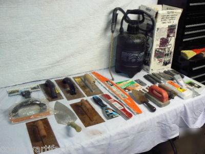 29 piece lot masonry+concrete+cement+drywall tools 