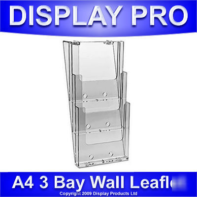 A4 3 bay wall mount leaflet holder catalogue display 