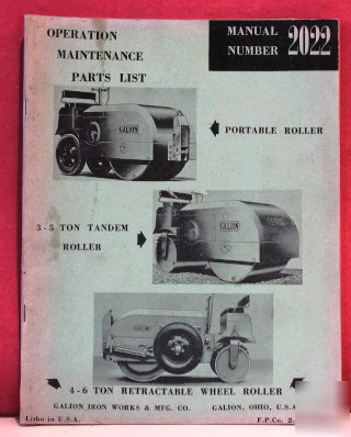 Galion rollers operation/maintenance/parts list-1954