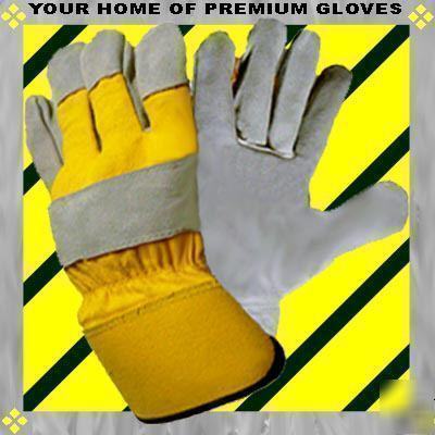 2 pr xxlarge work gloves premium leather palm & fingers