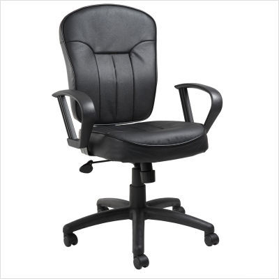 Boss office products black leather task chair loop arms
