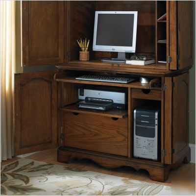 Country casual compact office cabinet cottage oak
