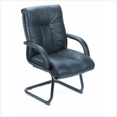 Boss office products black italian leather guest chair