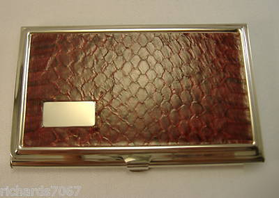 Card case reed & barton silverplate snakeskin business 