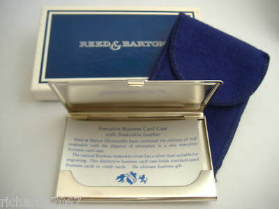Card case reed & barton silverplate snakeskin business 
