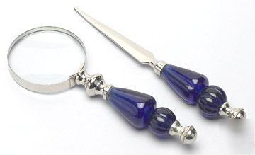 Collectible desk set letter opener magnifying glass