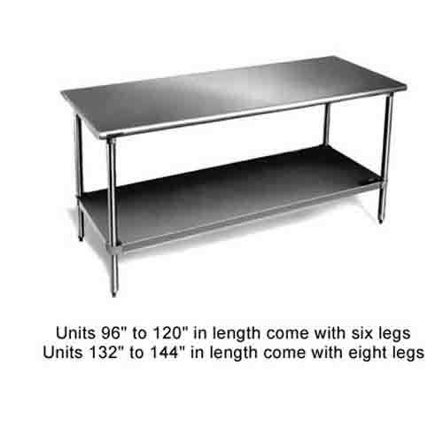 Eagle T2496SB work table, stainless steel top, undershe
