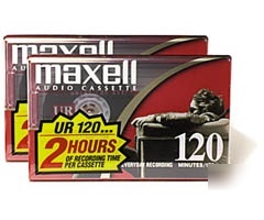 Maxell normal bias audiocassette - 120 minutes, 2 pack