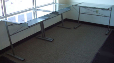 Lot metal glass office computer desks work stations