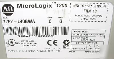Allen bradley micrologix 1200 controller 1762-L40BWA 
