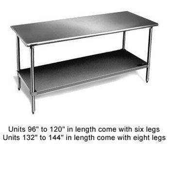 Eagle T2448SEB work table, stainless steel top, undersh