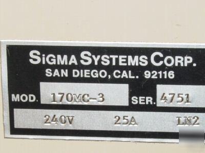 Sigma systems 170MC-3 cryo chamber liq nitrogen freezer