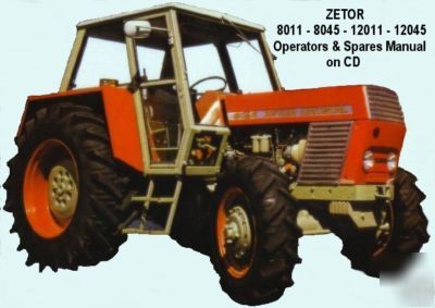 Zetor 8011 8045 12011 12045 operator & spares man on cd