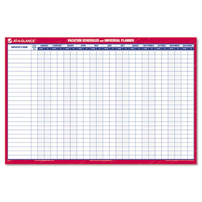 Reversible/erasable 12-month vacation planner white