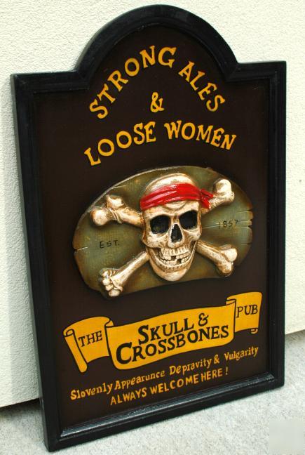 Sailor beer pirate pub sign 1857 old skull crossbones