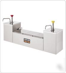 Serving station with stainless steel pumps