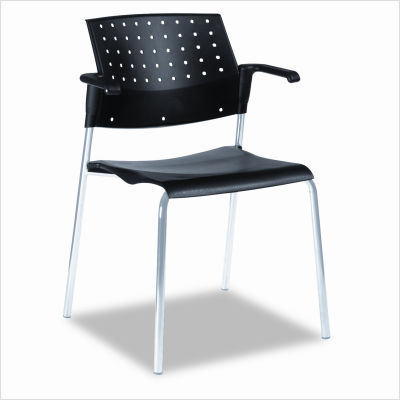 Sonic series stacking chair w arms, 25X21 3/4X32, black