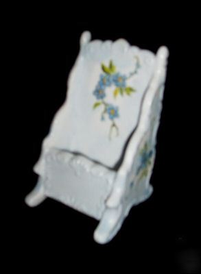 Fancy hand painted ornate china business card holder