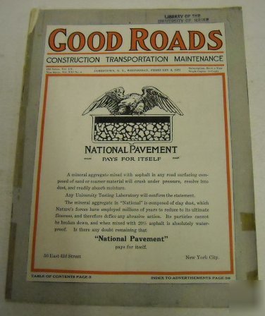 Good roads 1921 construction magazine vol.21, no.6