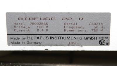 Heraeus biofuge 22 r benchtop centrifuge 22R 