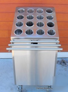 Stainless steel silverware resetting cart with shelf 