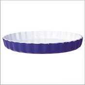 New azure blue ceramic quiche dish - 1.7-qt