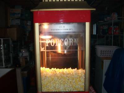 Star g-8 popcorn machine w/cart,3 cs popcorn,+2 cs bags