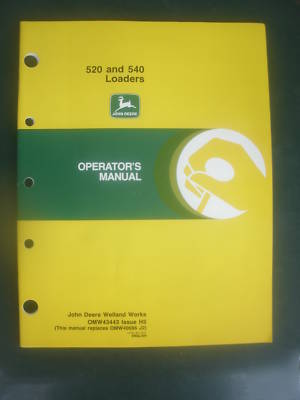 John deere 520 and 540 loader operator's manual