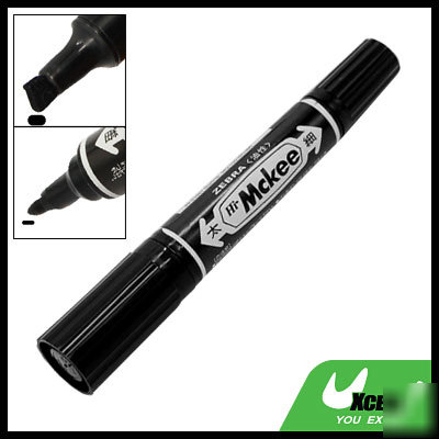 Black ink chisel point twin tip permanent marker pen