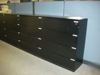 Black meridian four drawer lateral file cabinet 42