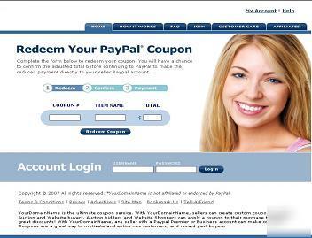 Easy internet paypal coupon turnkey business website