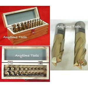 New 20 pc 4&2 flute hss tin square end mill endmill set